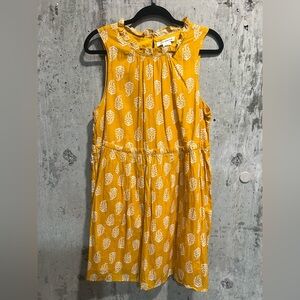 Lucky Brand Yellow Leaf Print Casual Dress